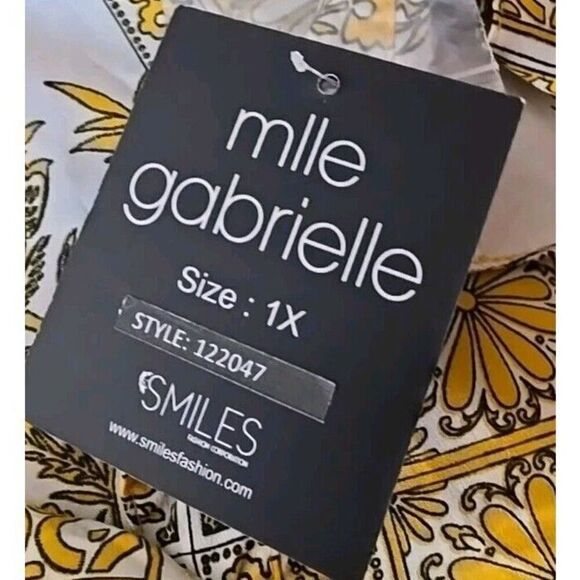 Mlle Gabrielle NWT Button Down Yellow Floral Belted Dress Plus Size 1x NEW t3 - Picture 7 of 8